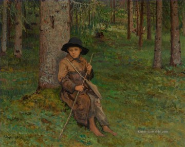 Impressionismus Werke - BOY IN A FOREST Nikolay Bogdanov Belsky Kinder Kinder Impressionismus